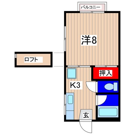 １ＤＫペーシェの物件間取画像